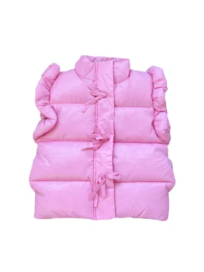 Tweenstyle Kids' Girl's Ruffle Puffer Vest With Bows In Pink