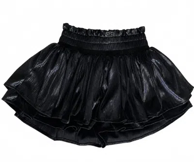 Tweenstyle Kids' Girls Plisse Shine Skort In Metallic Black In Multi