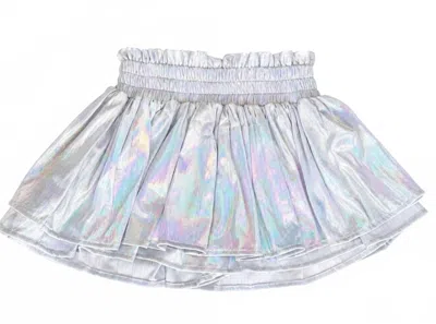 Tweenstyle Kids' Girls Plisse Shine Skort In Metallic Silver In Multi