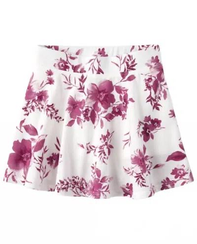 Tweenstyle Kids' Tweens Toile Ruffle Skort In Ivory/ Magenta In White