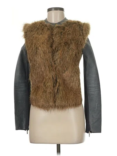 Pre-owned Twelfth Street By Cynthia Vincent Faux Fur Vest In Brown