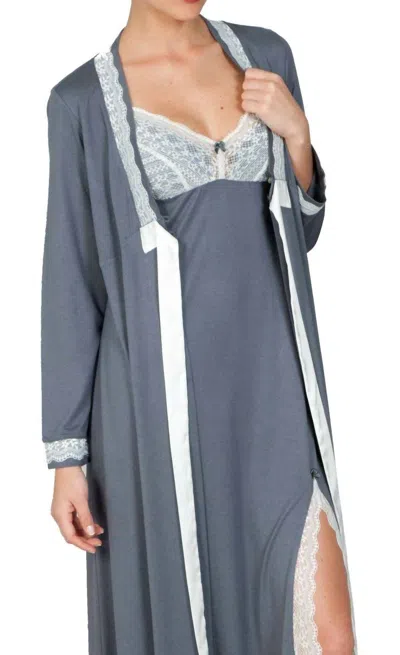 Twelve Eighty Eight Adelina Long Robe In Light Charcoal In Grey