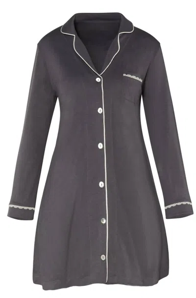 Twelve Eighty Eight Adelina Long Sleeve Sleeve Sleepshirt In Light Charcoal In Multi