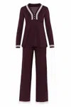 Twelve Eighty Eight Alissa Long Sleeve Pullover Top Pajama Set In Vineyard