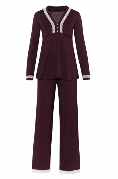 Twelve Eighty Eight Alissa Long Sleeve Pullover Top Pajama Set In Vineyard