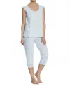 Twelve Eighty Eight Amber Short Sleeve Cropped Pant Pajama Set In Blue Pearl
