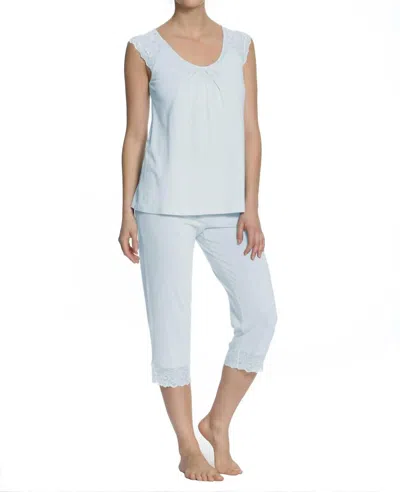 Twelve Eighty Eight Amber Short Sleeve Cropped Pant Pajama Set In Blue Pearl