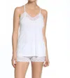 Twelve Eighty Eight Anais Split Racerback Camisole And Boxer Pajama Set In White