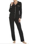 Twelve Eighty Eight Basic Long Sleeve Pajama Set In Black In Black