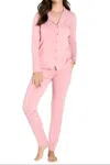 Twelve Eighty Eight Brenda Long Sleeve Pajama Set In Silky Rose In Pink
