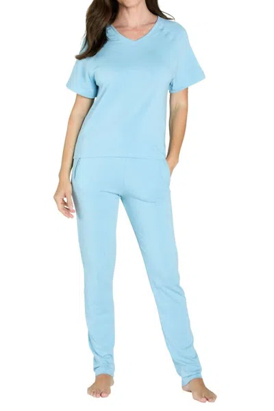 Twelve Eighty Eight Brenda Short Sleeve Loungewear Set In Sky Blue