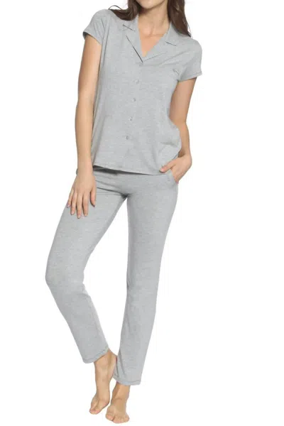 Twelve Eighty Eight Brenda Short Sleeve Pajama Set In Heather Gray