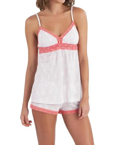 Twelve Eighty Eight Brianne Spaghetti Strap Camisole Mini Boxer Pajama Set In Pod Print In Pink