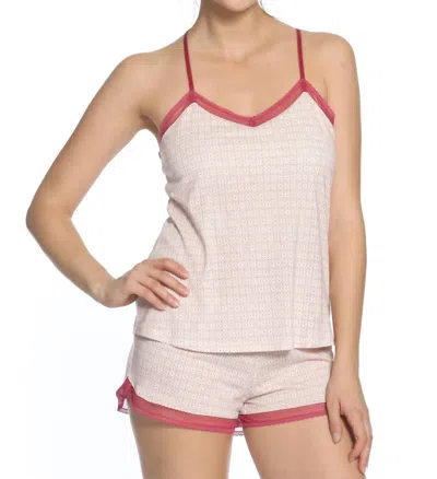 Twelve Eighty Eight Bridgette Racerback Camisole Boxer Pajama Set In Red Geometric Print