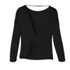 Twelve Eighty Eight Calypso Long Sleeve Draped Back Top In Black
