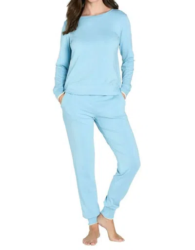 Twelve Eighty Eight Calypso Long Sleeve Loungewear Set In Sky Blue