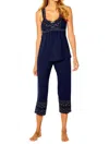Twelve Eighty Eight Coco Tank Camisole Cropped Pant Pajama Set In Deep Sea