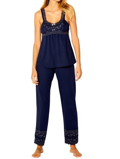 Twelve Eighty Eight Coco Tank Camisole Full Length Pant Pajama Set In Deep Sea