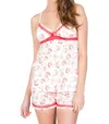 Twelve Eighty Eight Elizabeth Spaghetti Strap Camisole Boxer Pajama Set In Red Hydrangeas