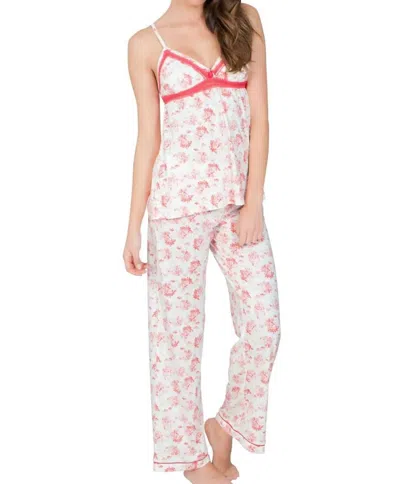 Twelve Eighty Eight Elizabeth Spaghetti Strap Camisole Pajama Set In Red Hydrangeas In White