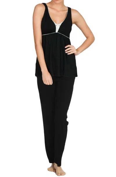 Twelve Eighty Eight Ivana Tank Camisole Pajama Set In Black