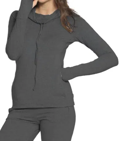 Twelve Eighty Eight Laguna Cowl Neck Pullover Top In Heather Charcoal In Green