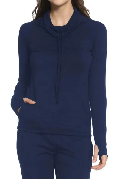 Twelve Eighty Eight Laguna Long Sleeve Cowl Neck Pullover In Midnight Blue