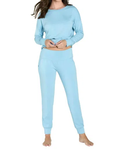 Twelve Eighty Eight Laguna Wide Waistband Jogger Pants In Sky Blue