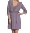 Twelve Eighty Eight Leslie Lace Accented Robe In Purple Ash