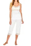 Twelve Eighty Eight Leslie Spaghetti Strap Camisole Cropped Pajama Set In Ivory In White