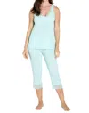 Twelve Eighty Eight Leslie Tank Camisole Cropped Pant Pajama Set In Misty Jade