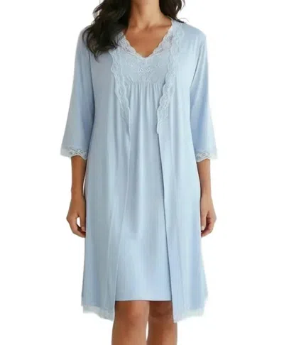 Twelve Eighty Eight Leslie Tank Chemise Robe Set In Chambray In Blue
