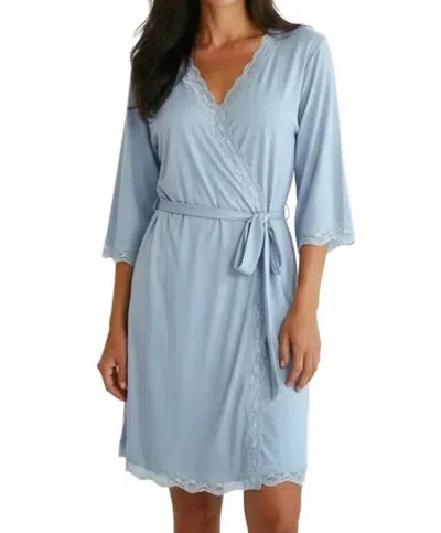 Twelve Eighty Eight Leslie Three Quarter Sleeve Robe In Chambray In Blue