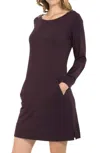 Twelve Eighty Eight Malibu Quarter Sleeve Lounge Dress In Aubergine
