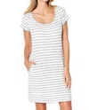 Twelve Eighty Eight Malibu Short Sleeve Lounge Dress In Gray Stripes