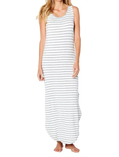 Twelve Eighty Eight Malibu Tank Lounge Maxi Dress In Gray Stripes In White