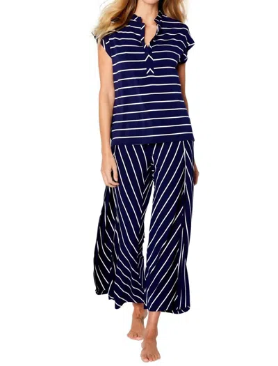 Twelve Eighty Eight Marina Stripes Drop Shoulder Loungewear Set In Navy