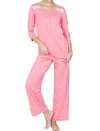Twelve Eighty Eight Misha Elbow Sleeve Pullover Top Pajama Set In Papaya