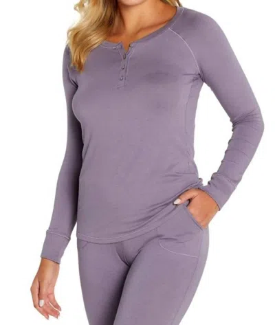 Twelve Eighty Eight Olivia Long Sleeve Henley Tee In Heritage In Purple