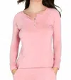 Twelve Eighty Eight Olivia Long Sleeve Henley Tee In Silky Rose