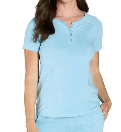 Twelve Eighty Eight Olivia Short Sleeve Henley Tee In Sky Blue
