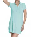 Twelve Eighty Eight Paige Short Sleeve Pullover Sleepshirt In Aqua In Blue