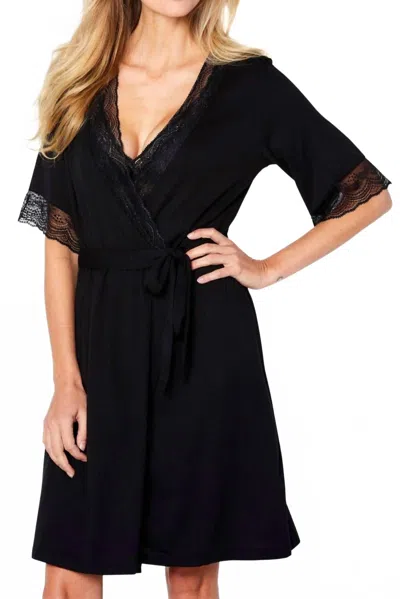 Twelve Eighty Eight Penelope Short Sleeve Robe In Black