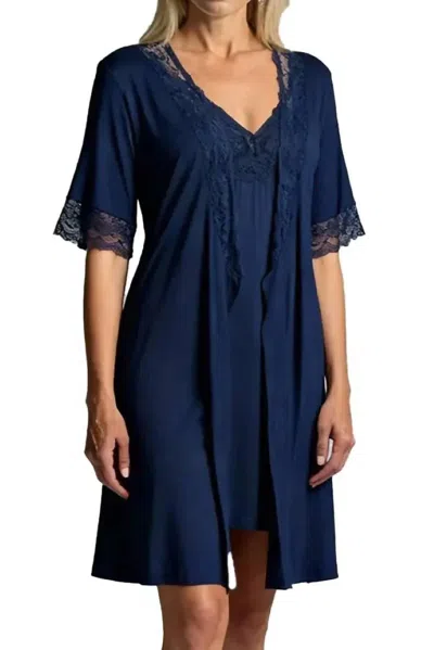 Twelve Eighty Eight Penelope Short Sleeve Robe In Indigo In Multi
