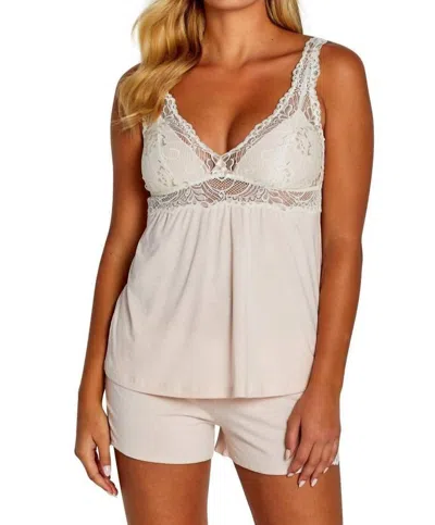 Twelve Eighty Eight Penelope Tank Camisole Boxer Pajama Set In Heavenly Rose In Neutral