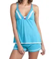 Twelve Eighty Eight Quinn Tank Strap Camisole, Boxer Pajama Set In Scuba Blue
