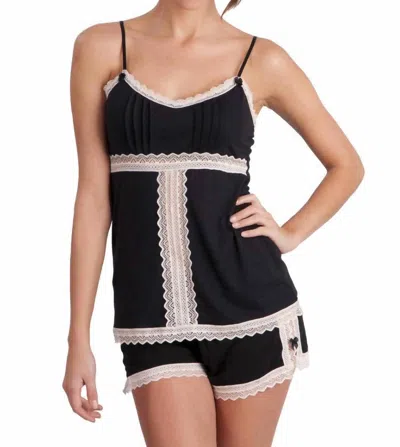 Twelve Eighty Eight Sophie Basic Spaghetti Strap Cami Boxer Pajama Set In Black