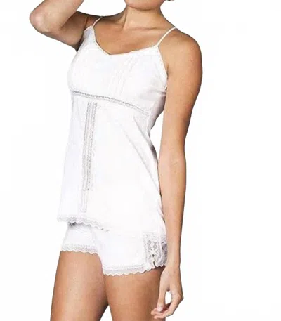 Twelve Eighty Eight Sophie Basic Spaghetti Strap Cami Boxer Pajama Set In White