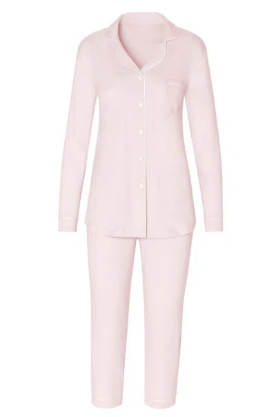 Twelve Eighty Eight Women's Long Sleeve Cropped Pajama Set In Heavenly Rose In Multi