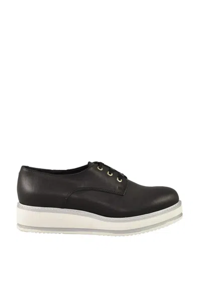 Twelve Style Division Leather Black Sneakers With Contrasting Sole